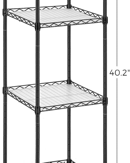 SONGMICS 4-Tier Bathroom Shelf, Storage Rack for Small Space, with 4 PP Shelf Liners, Removable Hook, Extendable Design, Ink Black and Translucent ULGR104B01 - LeafyLoom
