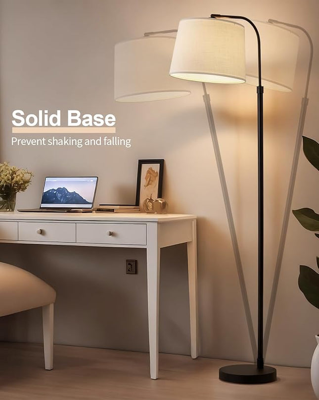 Oneach 62" Arch Floor Lamp for Living Room LED Tall Standing Light with Hanging Lamp Shade Modern Pole Lamp for Bedroom Office Study Room Kids Room - LeafyLoom