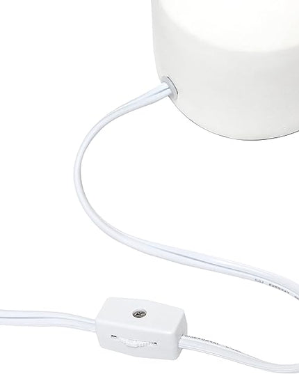 Simple Designs LT2080-OFF Mini Bocksbeutal Concrete Table Desk Lamp with Tapered Drum Fabric White Shade, Off White (Pack of 12) - LeafyLoom