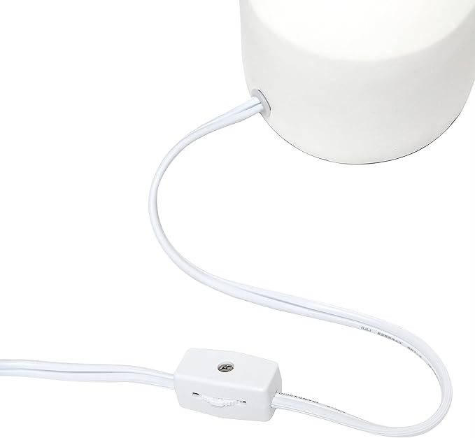 Simple Designs LT2080-OFF Mini Bocksbeutal Concrete Table Desk Lamp with Tapered Drum Fabric White Shade, Off White (Pack of 12) - LeafyLoom