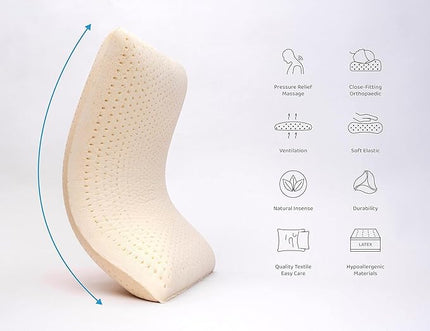 Talalay Natural Latex Foam Pillow DreamLogix - Set of 2 - King Size Medium Soft Pillow for Sleeping, Side & Back Sleepers, Neck Support, 100% Cotton Cover (Medium, King Size 33''x16'') - LeafyLoom