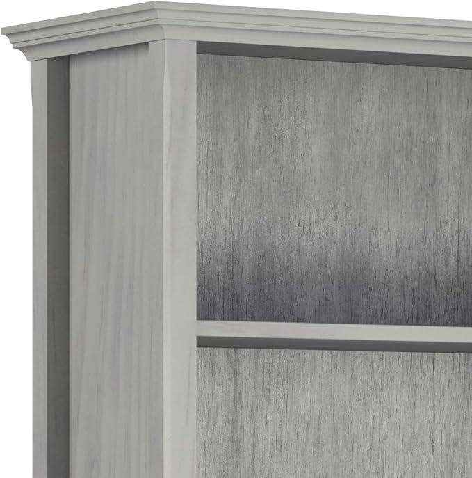 SIMPLIHOME Amherst SOLID WOOD 30 Inch Wide Transitional 5 Shelf Bookcase in Fog Grey, for The Living Room, Study Room and Office - LeafyLoom