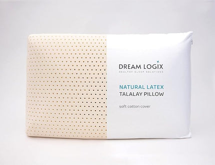 Talalay Natural Latex Foam Pillow DreamLogix - Set of 2 - Queen Size Soft Pillows for Sleeping, Side & Back Sleepers, 100% Cotton Cover, Neck Support (Pack of 2, Soft, Queen Size 28''x16''x6'') - LeafyLoom