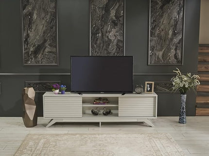 NicBex TV Stand for 60 Inch TV Modern TV Media Console Table with 2 Sliding Door Cabinet 2 Shelves,Entertainment Center with Storage for Living Room,67 Inch,Grey - LeafyLoom