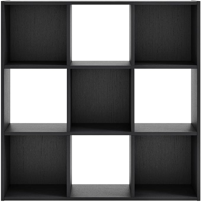 Signature Design by Ashley Langdrew Contemporary 9 Cube Storage Organizer or Bookcase, Black - LeafyLoom