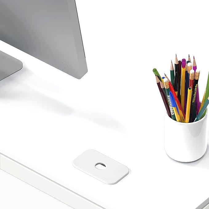 SHW Home Office 55-Inch Large Computer Desk, 24" Deep, White - LeafyLoom