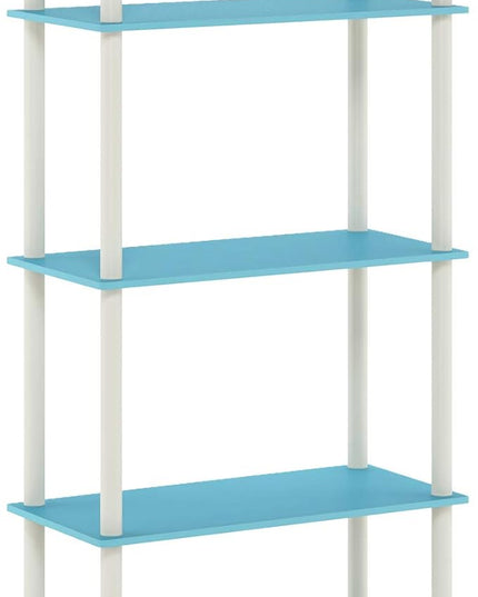 Furinno Turn-N-Tube 5-Tier Multipurpose Shelf / Display Rack / Storage Shelf / Bookshelf, Round Tubes, Light Blue/White - LeafyLoom