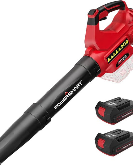 PowerSmart 40V Cordless Leaf Blower, Powerful 450CFM 130MPH Performance with 2X 2.0Ah Batteries & Chargers Included, for Quick & Easy Lawn Care (DB2201B) - LeafyLoom