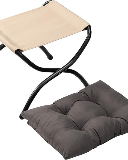 AcozyHom Modern Fabric Lazy Chair and Folding Footrest Stool Set, Accent Comfy Lounge Arm Chair and Ottoman, Leisure Sofa Reading Chair and Metal Cotton Footstool for Living room, Bedroom, Dark Grey - LeafyLoom