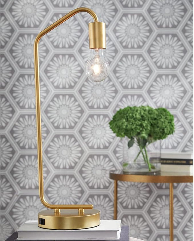 Signature Design by Ashley Covybend 21" Industrial Minimalist Metal Desk Lamp, Gold - LeafyLoom