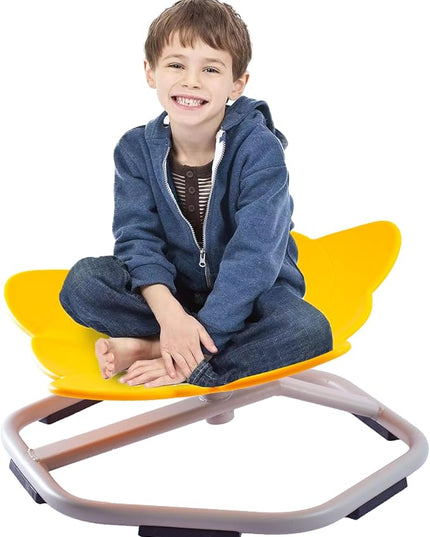 Autism Kids Swivel Chair, Spinning Chair for Kids Sensory, Kids Swivel Chair Sensory, Sensory Toy Chair, Carousel Spin Sensory Chair, Training Body Coordination (Yellow) - LeafyLoom