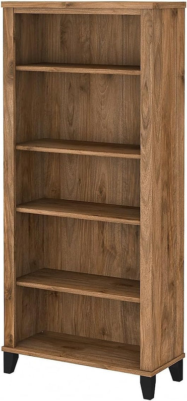 Bush Furniture Somerset 5-Shelf 65-inch H Bookcase, Fresh Walnut (WC81365) - LeafyLoom