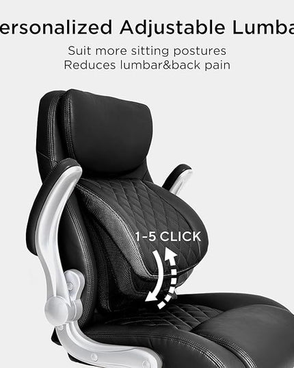 Nouhaus Ergonomic Office Chair Premium Microfiber Leather Adjustable Lumbar Support, Home Desk Gaming Chairs Executive Computer Chair with Adjustable Armrests (Posture,Black) - LeafyLoom