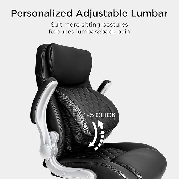 Nouhaus Ergonomic Office Chair Premium Microfiber Leather Adjustable Lumbar Support, Home Desk Gaming Chairs Executive Computer Chair with Adjustable Armrests (Posture,Black) - LeafyLoom