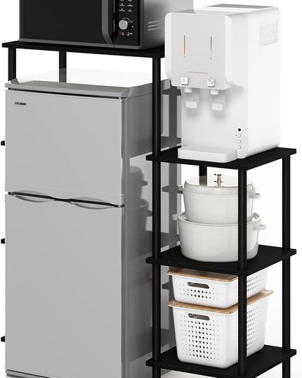 Furinno Turn-N-Tube Toolless Kitchen Storage Shelf Tall, Americano/Black - LeafyLoom