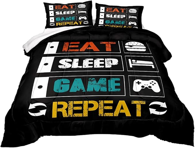 Gaming Comforter for Boys Teen,Game Contoller Bedding Set for Boys Kids,Down Alternative Comforter for All Season,Gamer Home Decor for Boys Comforter Set (Comforter-Game33, Twin) - LeafyLoom