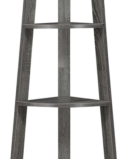 Convenience Concepts Newport 5 Tier Corner Bookcase, Weathered Gray - LeafyLoom
