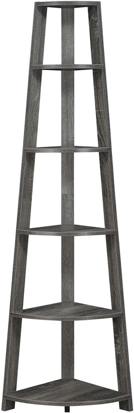 Convenience Concepts Newport 5 Tier Corner Bookcase, Weathered Gray - LeafyLoom