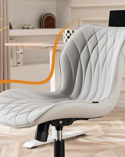 YOUNUOKE Office Desk Chair, Comfy Home Office Chairs, Small Comfortable Desk Chairs with Wheels, Armless PU Leather Chairs for Computer Conference, Gray - LeafyLoom