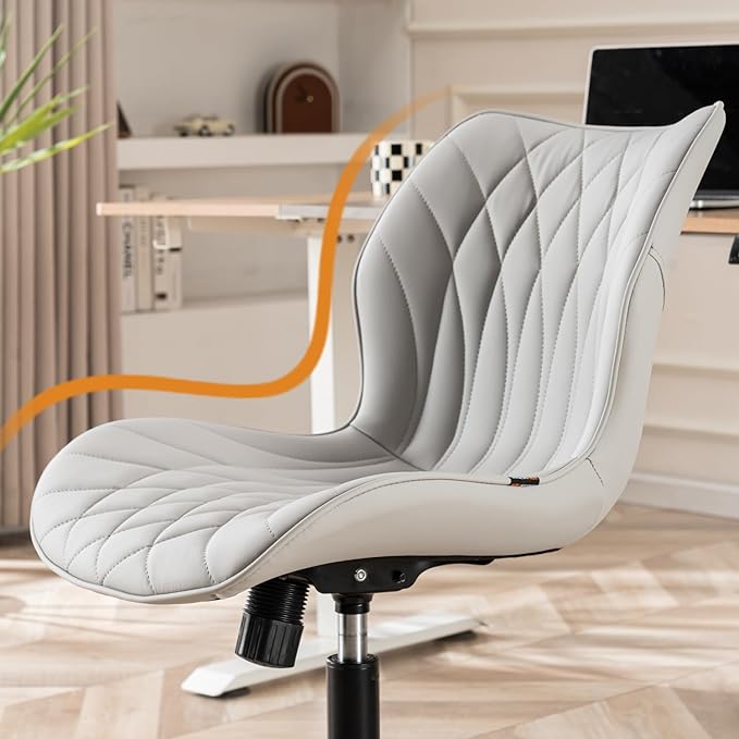 YOUNUOKE Office Desk Chair, Comfy Home Office Chairs, Small Comfortable Desk Chairs with Wheels, Armless PU Leather Chairs for Computer Conference, Gray - LeafyLoom