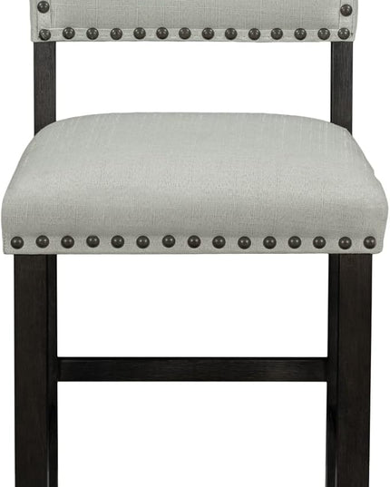5-Piece Counter Height Dining 4 Padded Chairs with Nailhead Trim for Kitchen, Breakfast Nook, Bar, Family Furniture Set， Espresso + Beige, Onesize - LeafyLoom