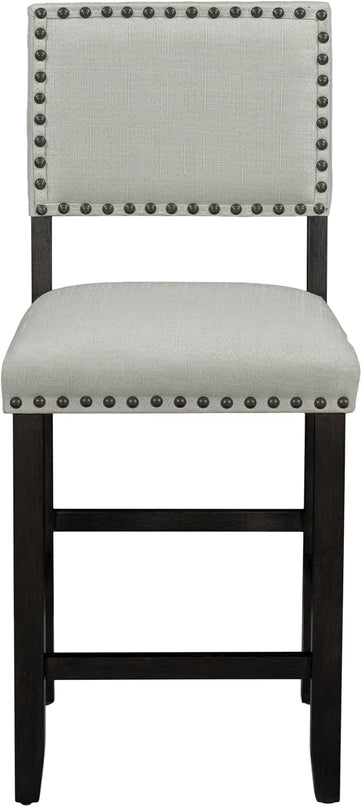 5-Piece Counter Height Dining 4 Padded Chairs with Nailhead Trim for Kitchen, Breakfast Nook, Bar, Family Furniture Set， Espresso + Beige, Onesize - LeafyLoom