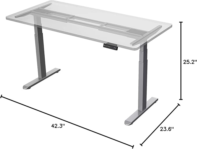 AIMEZO Standing Desk Frame, Dual Motor Electric Height Adjustable Sit Stand Desk Frame with 4 Memory Preset Button, USB Charging Port for Home Office (3 Tier Legs, Gray) - LeafyLoom