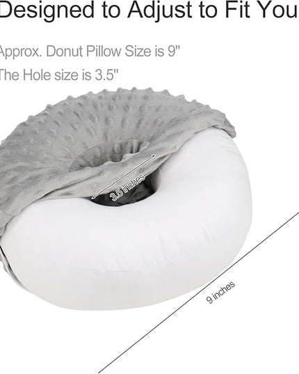 Washable Ear Piercing Pillow with Removable Pillowcase Donut Pillows Hole for Ear Pain Relief CNH Sleeping Pressure Sore Side Sleepers Ear Guard Protector, Minky Dot Gray Cover - LeafyLoom