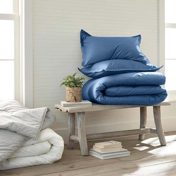 ETDIFFE Blue Comforter Set Twin/Twin XL Size, 2pc Aesthetic Modern Bedding Set - Soft & Lightweight All Season Extra Long Microfiber Down Alternative Bed Comforter with 1 Pillow Sham - LeafyLoom