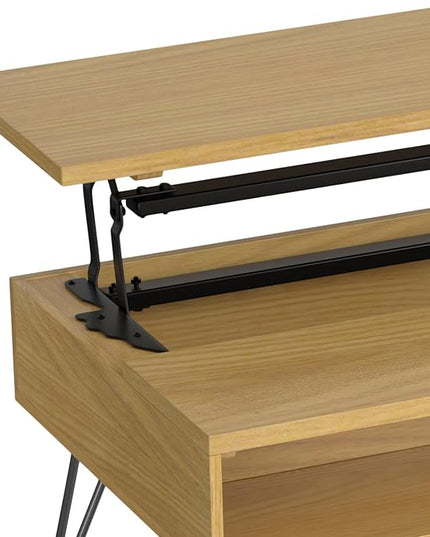 SIMPLIHOME Hunter Lift Top Coffee Table, 48 inch, Oak Veneer - LeafyLoom