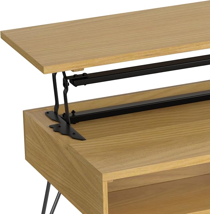 SIMPLIHOME Hunter Lift Top Coffee Table, 48 inch, Oak Veneer - LeafyLoom