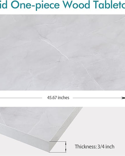 Kaboon Universal Tabletop 45.67"x23.62", Solid One-Piece Melamine Table Top, Double Desk L-Desk DIY, Home and Office, White Rock - LeafyLoom