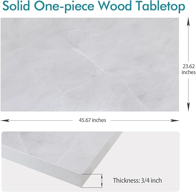 Kaboon Universal Tabletop 45.67"x23.62", Solid One-Piece Melamine Table Top, Double Desk L-Desk DIY, Home and Office, White Rock - LeafyLoom