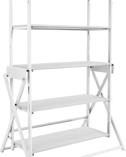 Origami Modern 2 in 1 Shelf to Table Style, Organizer Deco Rack Magically Turn to a Table/Desk in a Second,Fully Assembled,White/White US Patent Pending (STT-WHIWHI) - LeafyLoom