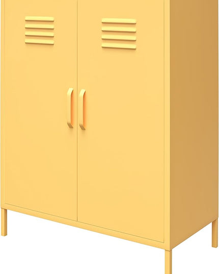 Novogratz Cache 2 Door Metal Locker Storage, Yellow Cabinet - LeafyLoom