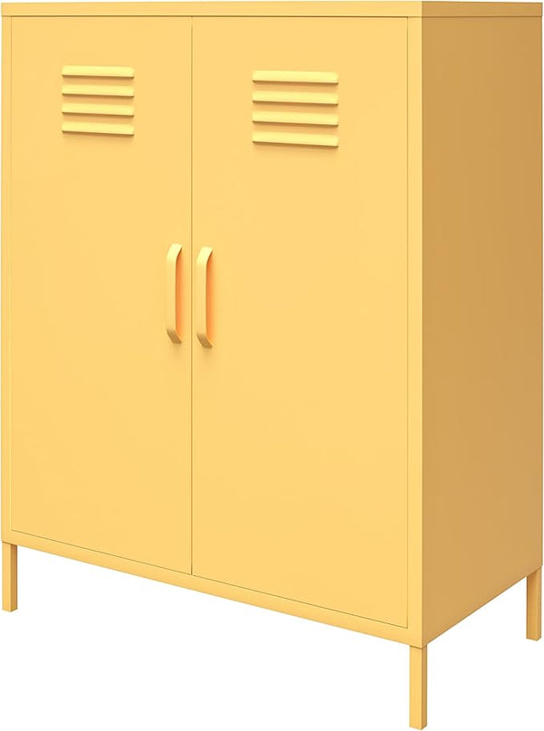 Novogratz Cache 2 Door Metal Locker Storage, Yellow Cabinet - LeafyLoom