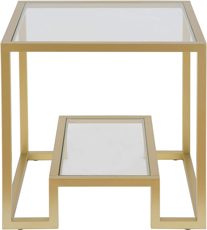 Henn&Hart Athena Side Table, 22" Wide, Gold - LeafyLoom