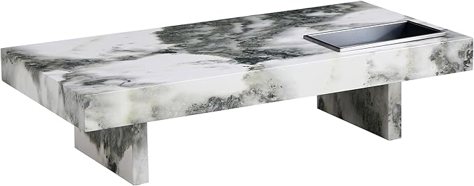 NicBex 47.2Inch Rectangular Dining Table,Minimalist Kitchen Table with Black and White Patterns Tabletop for 4 to 6,Modern Coffee Table,Dining Room Table for Kitchen,Small Space and Living Room,White - LeafyLoom