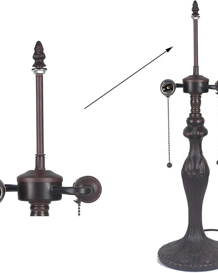 Bieye SS008 Lampshade Support with Finial for Tiffany Style Stained Glass Floor Lamp Table Lamp (Male End) - LeafyLoom