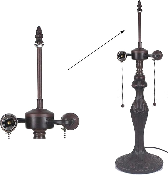 Bieye SS008 Lampshade Support with Finial for Tiffany Style Stained Glass Floor Lamp Table Lamp (Male End) - LeafyLoom