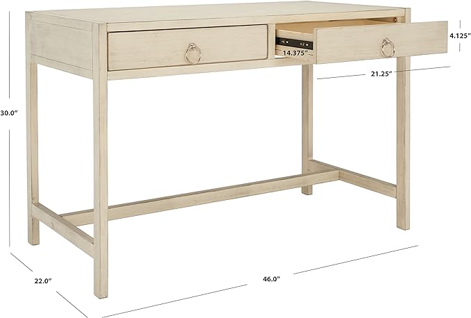 SAFAVIEH Home Collection Esther Antique White 2-Drawer Desk, Medium - LeafyLoom