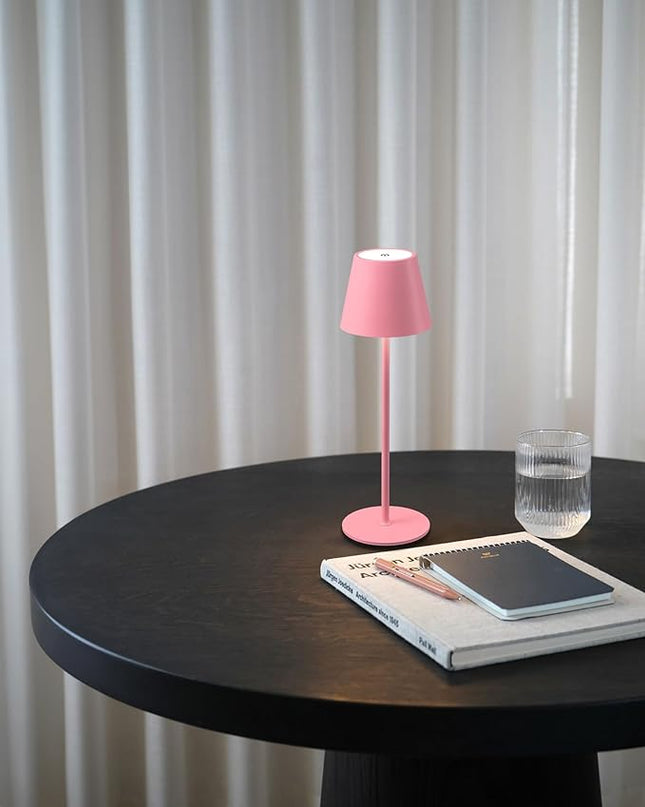 Cordless Rechargeable Table Lamp Set of 2, 5000mAh Battery Powered LED Desk Lamps, 3 Color Stepless Dimming Up, Portable Table Light Lamp for Bedroom Restaurant Outdoor (Pink) - LeafyLoom