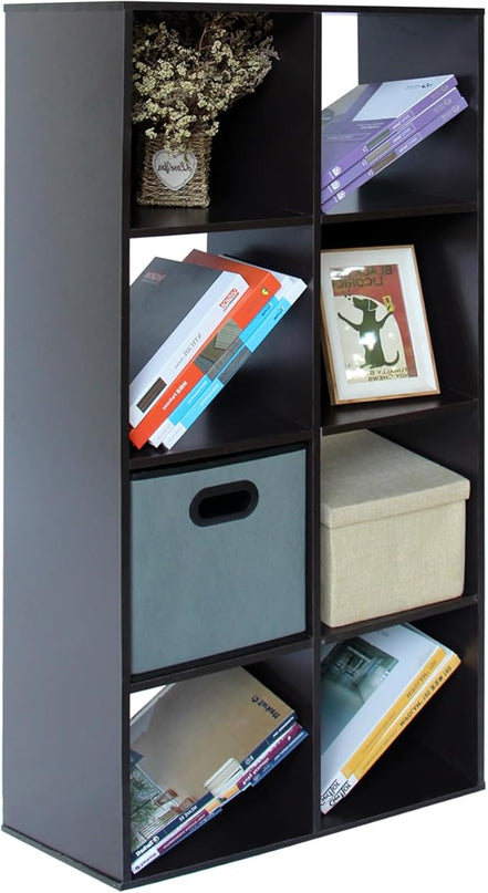 PACHIRA E-Commerce US 8 Cube Storage Organizer, Unit Shelf, Wooden Closet Cabinet, Bookshelf Rack in Study, each cube11.22, DARK BROWN - LeafyLoom
