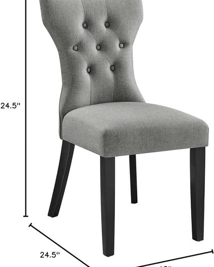 Modway Silhouette Modern Tufted Upholstered Fabric Parsons Kitchen Room, One Dining Chair, Light Gray - LeafyLoom