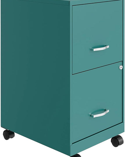 LYS SOHO File/File Mobile Cabinet, Teal - LeafyLoom