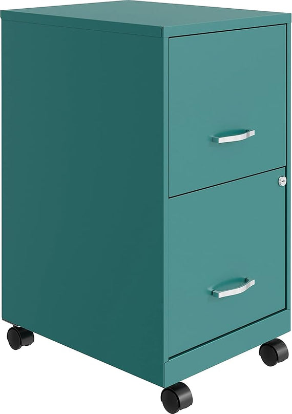 LYS SOHO File/File Mobile Cabinet, Teal - LeafyLoom