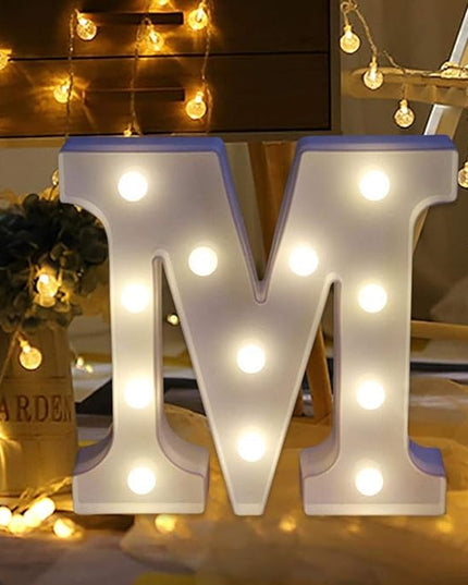 LED Marquee Letter Lights Sign 26 Alphabet Light Up Letters Sign for Night Light Wedding Birthday Party Battery Powered Christmas Lamp Home Bar Decoration (M) - LeafyLoom