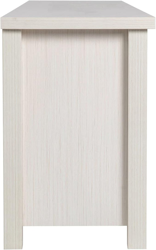 Flash Furniture Sheffield Engineered Wood TV Stand for 80" TVs, Media Console/TV Cabinet with 3 Adjustable Shelves and Glass Doors, White Wash Finish - LeafyLoom