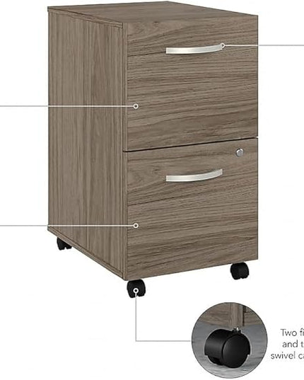 Bush Furniture HYF116MHSU-Z Bush Business Furniture Hybrid 2-Drawer Mobile File Cabinet, Letter/Legal, Modern Hickory, 20-Inch - LeafyLoom