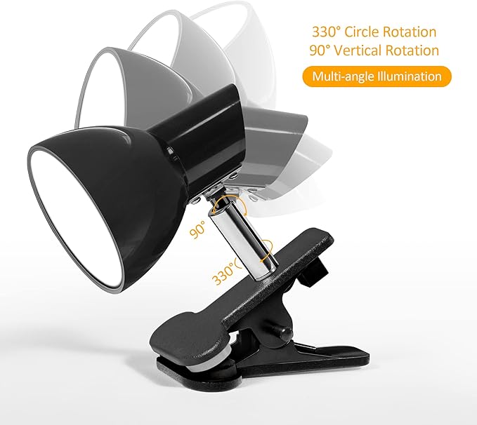 Clamp Light, Super Bright Clip Lamp for Book Reading in Bed Headboard Light, Easy to Attach Illumination Powerful Small Compact Clamp Lamp Black - LeafyLoom